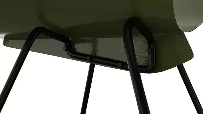Olive vintage metal chair Low-poly 3D model 7