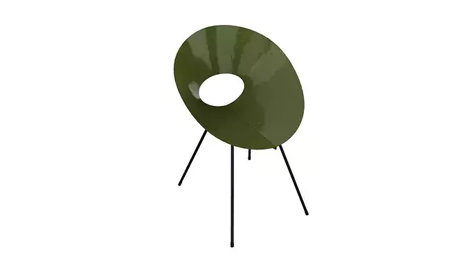 Olive vintage metal chair Low-poly 3D model 5