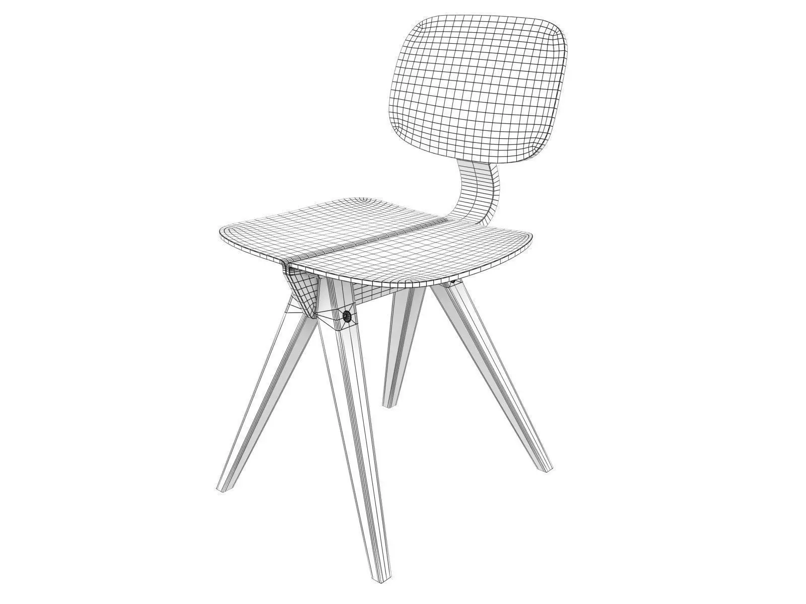 Mosquito pair of wooden chairs 3D model_4