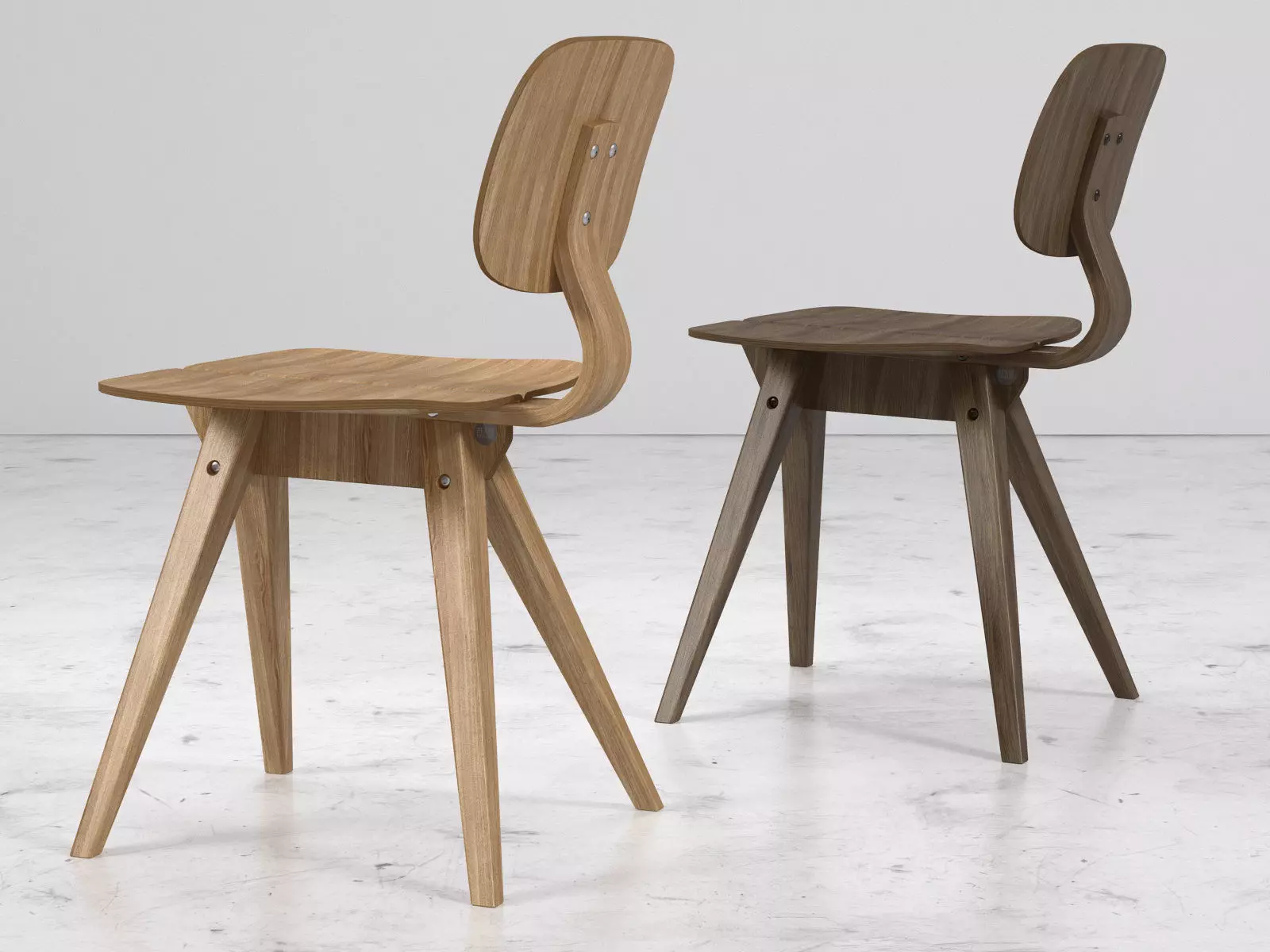 Mosquito pair of wooden chairs 3D model_3