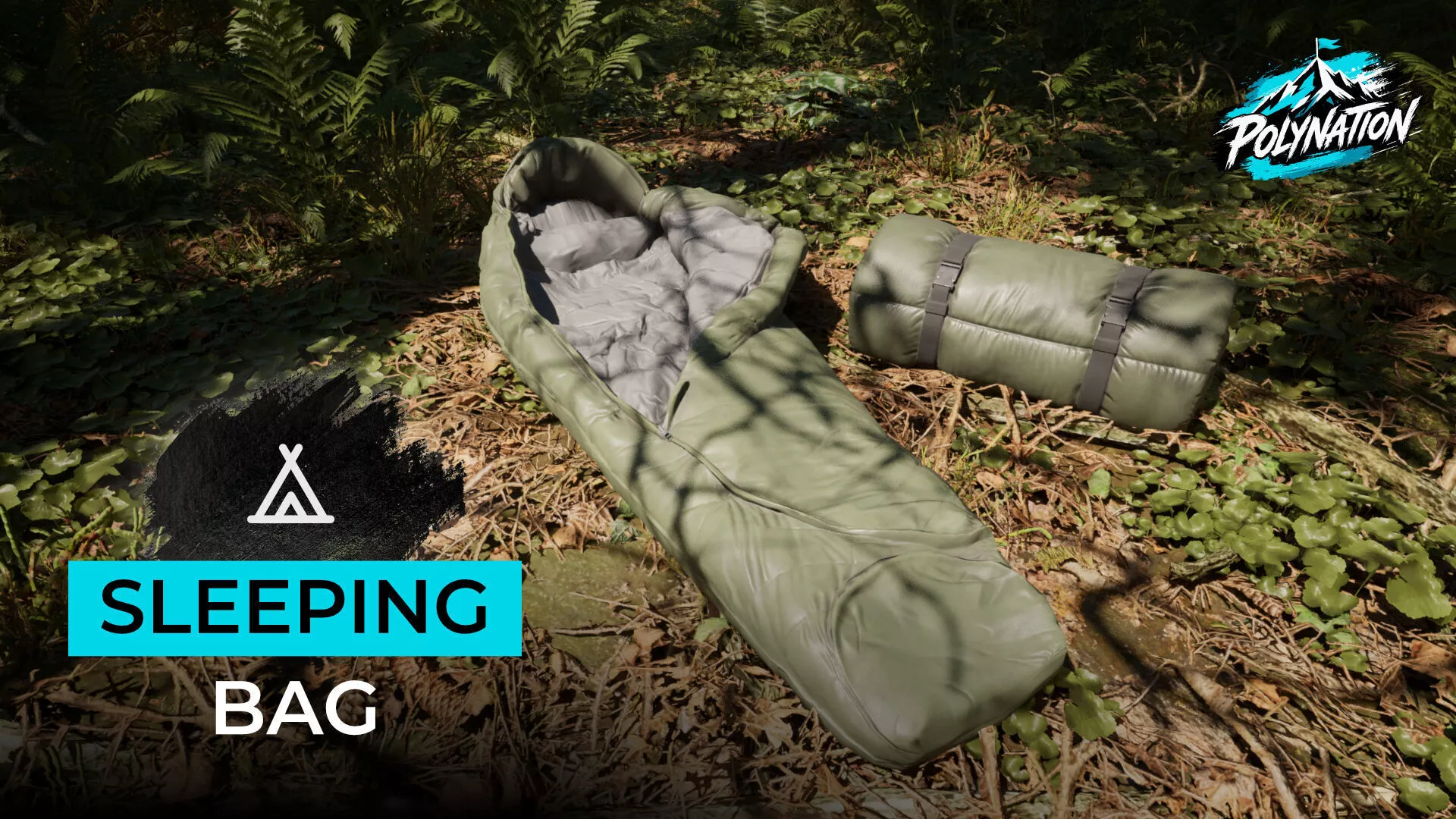 Camping Sleeping Bag Bedroll - Game Ready Low-poly 3D model