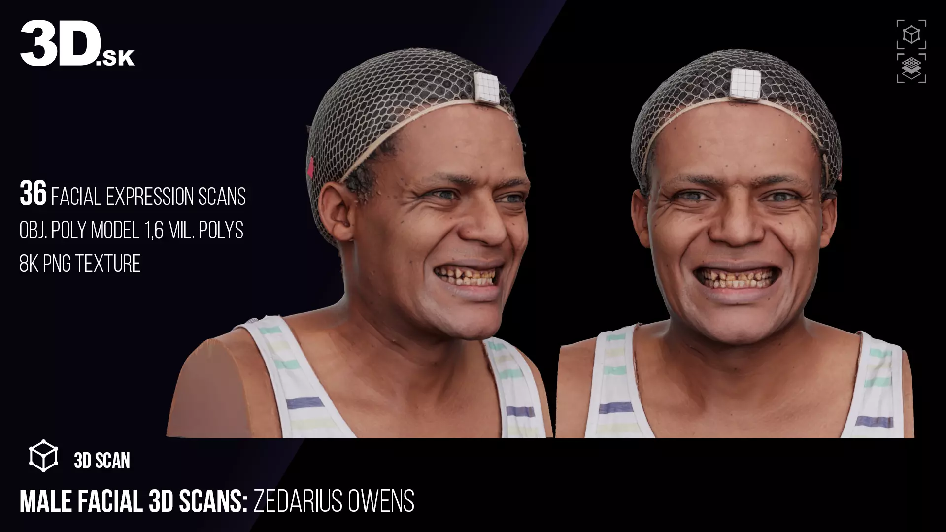 Male 3D 36 Facial Scans Zedarius Owens 3D model