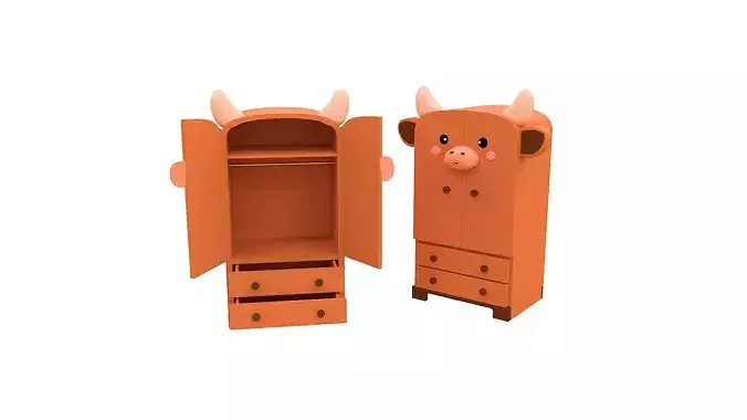 Low-Poly Cute Highland Cow Kids Closet