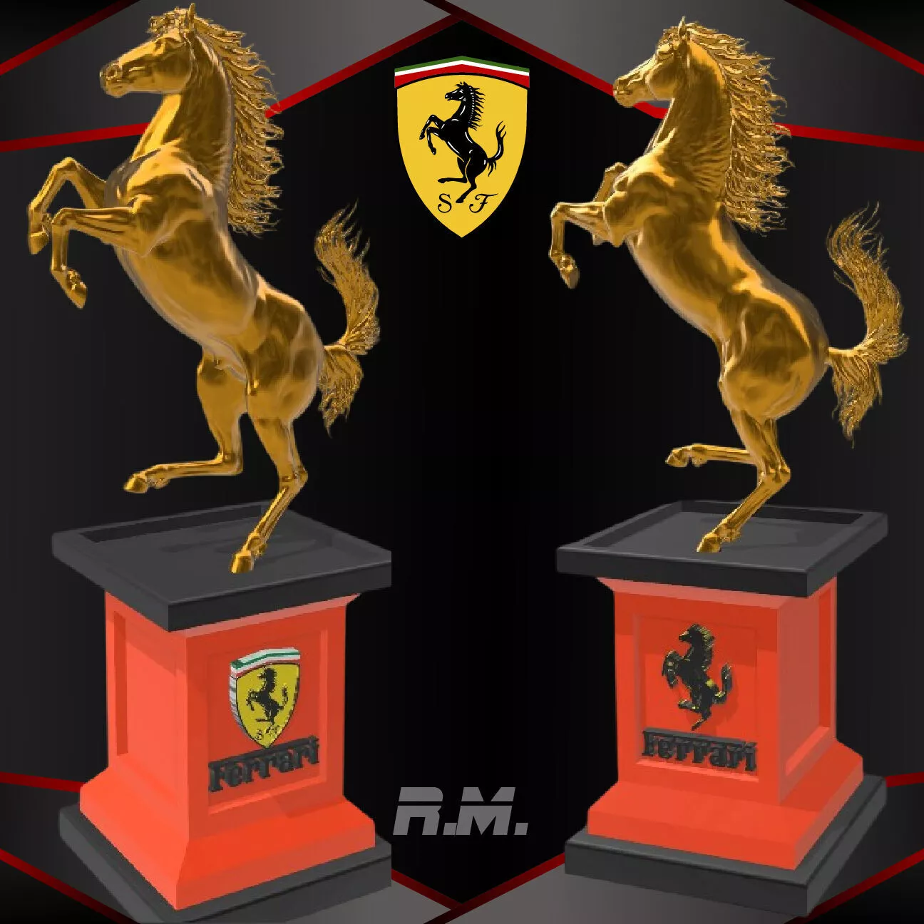 Ferrari Sculpture Cavallino Rampante Ferrari Statue 3D print model