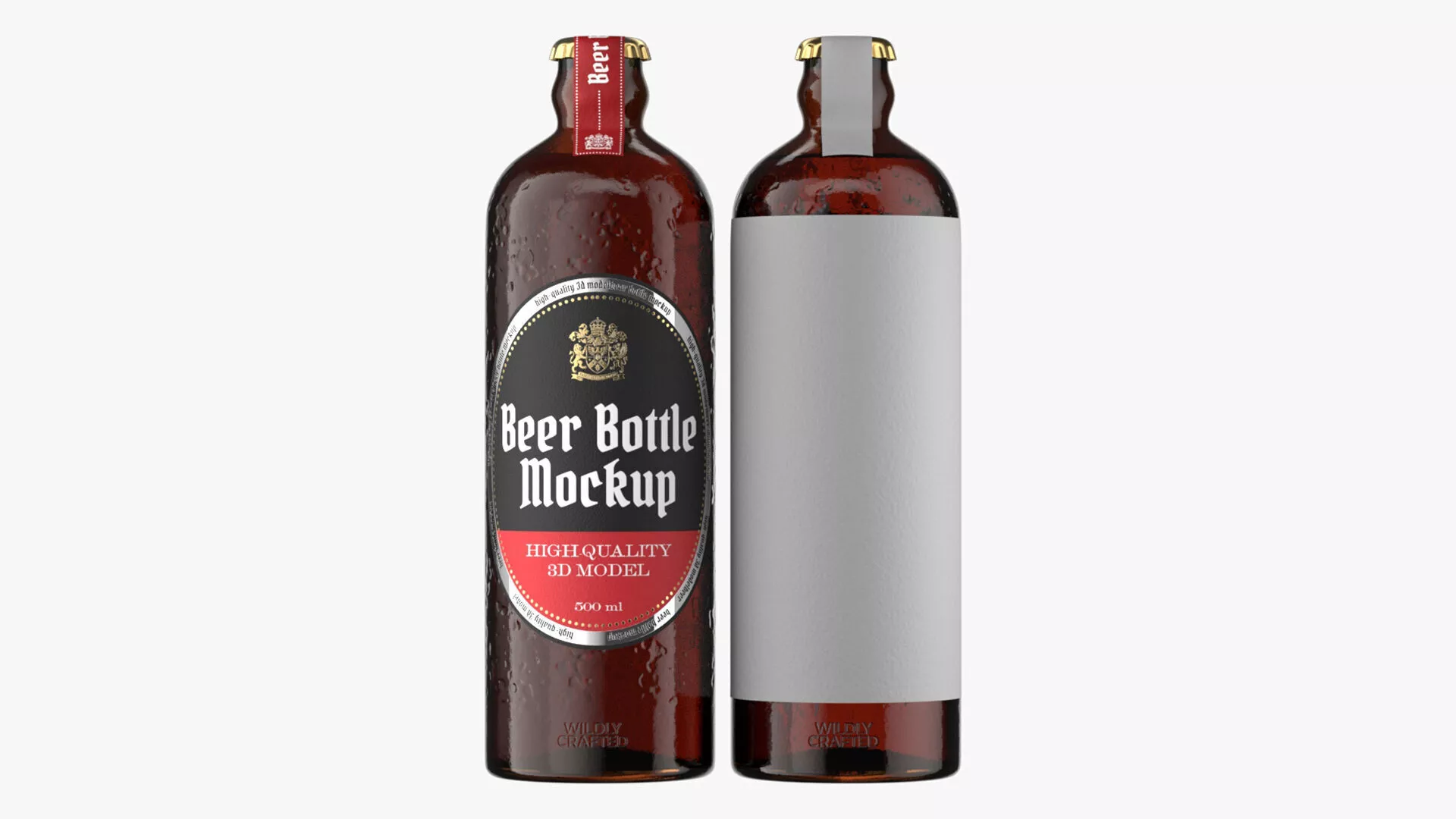 Stubby Beer Bottle Mockup 01 3D model