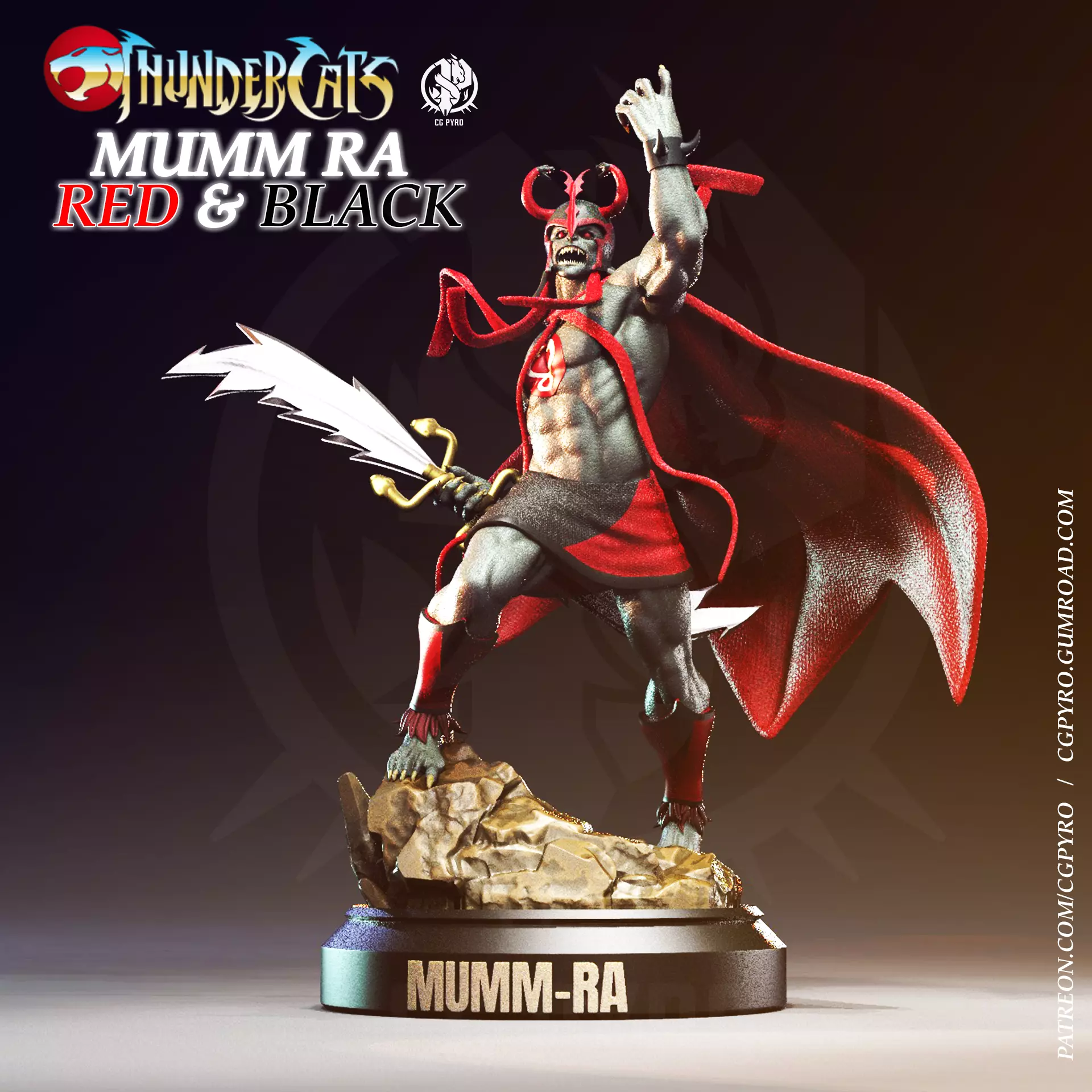 THUNDERCATS MUMM RA RED AND BLACK PREMIUM STL COLLECTIBLE 3D print model