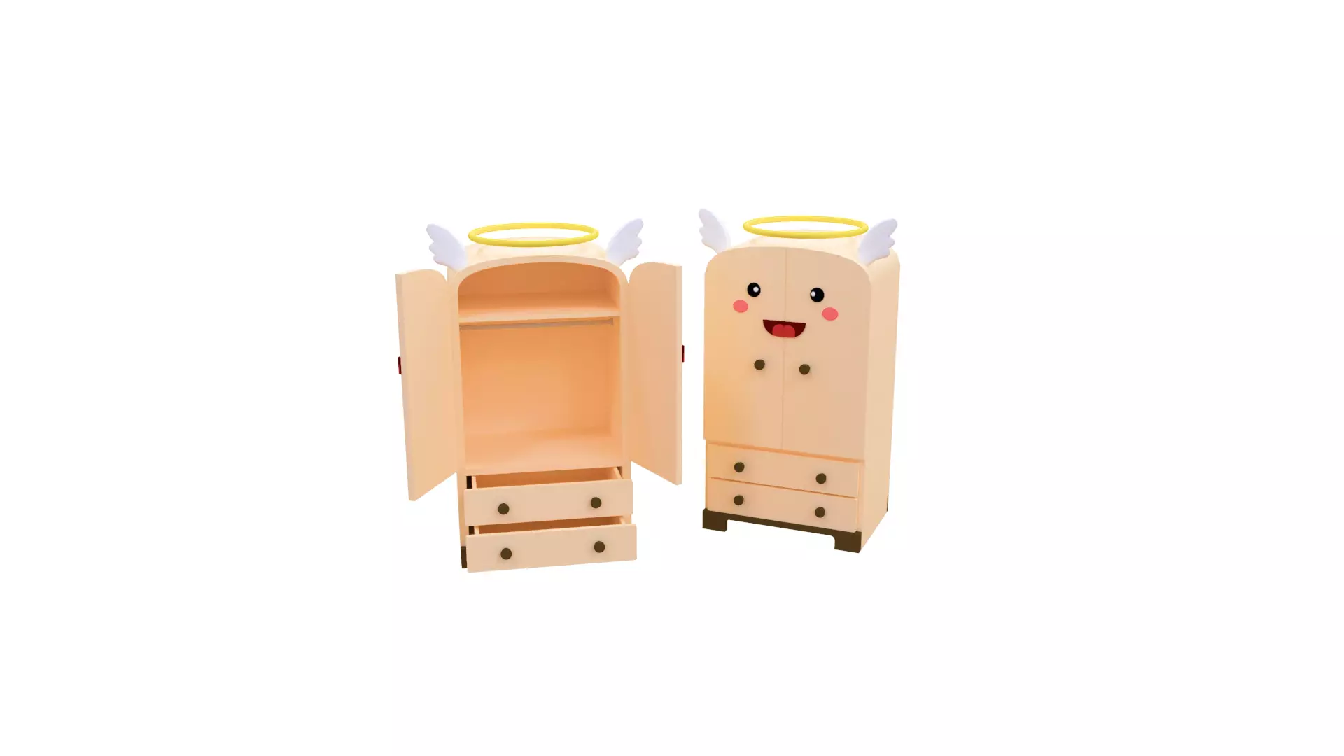Low-Poly Cute Angel Kids Closet Low-poly 3D model