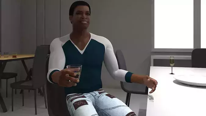 Party in Private Home Bar 3D model 5