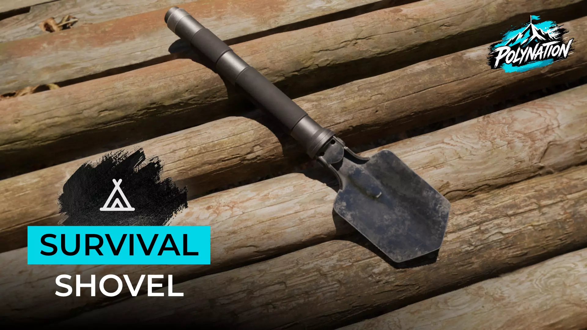 Survival Camping Shovel - Game Ready Low-poly 3D model
