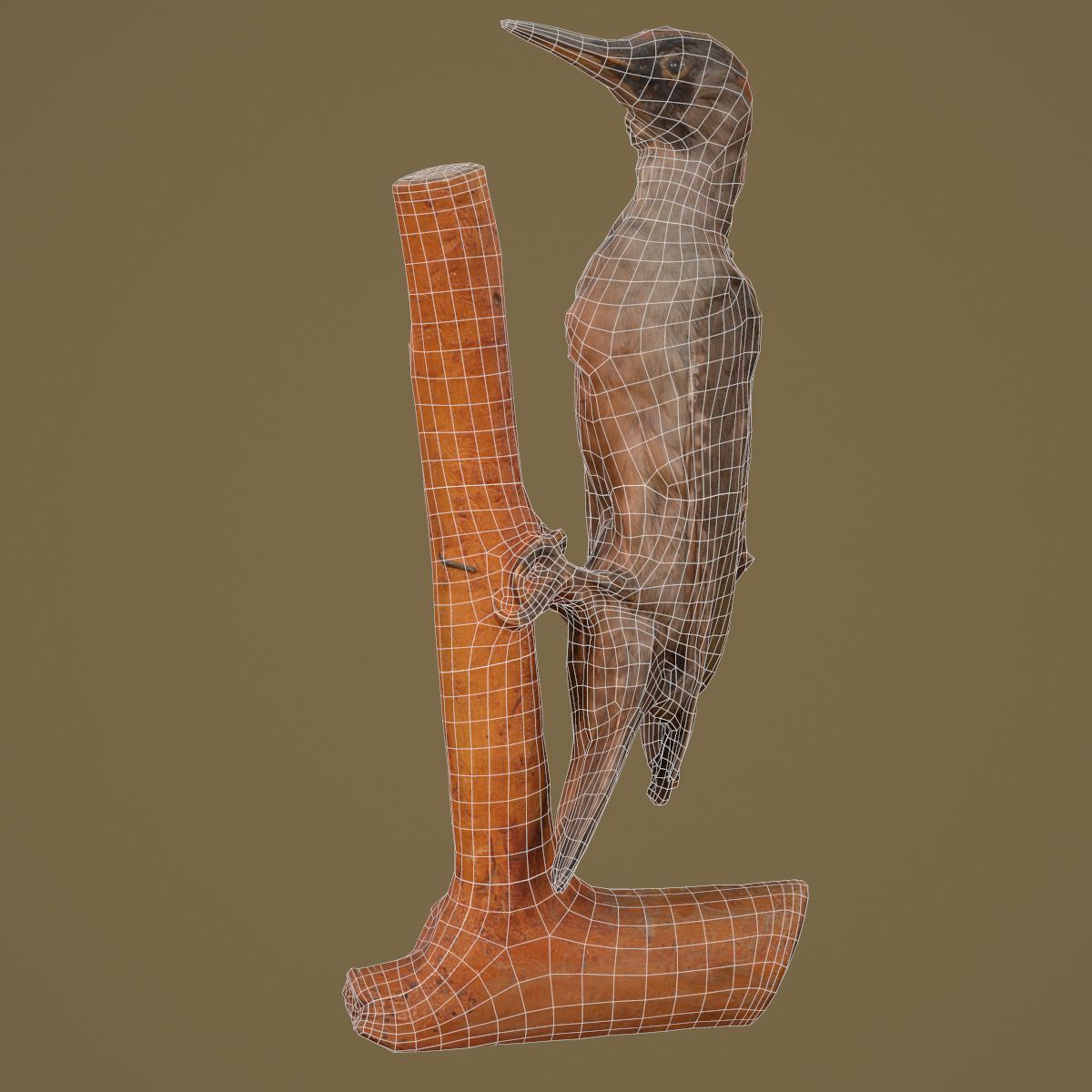 Woodpecker Photorealistic Posed Low-poly 3D model_6