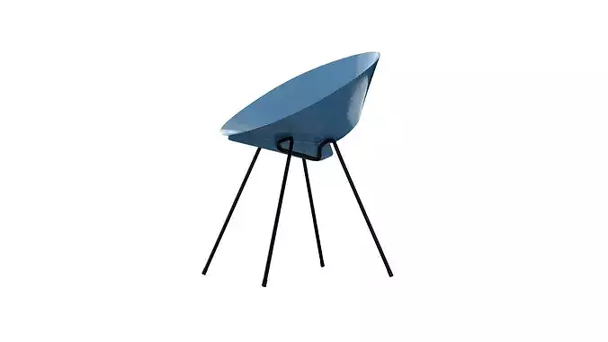 Light blue vintage metal chair Low-poly 3D model 2