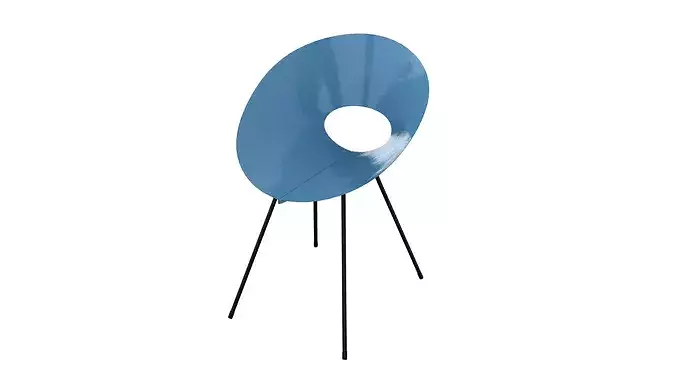 Light blue vintage metal chair Low-poly 3D model 3