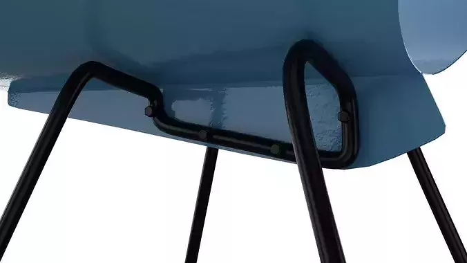 Light blue vintage metal chair Low-poly 3D model 7