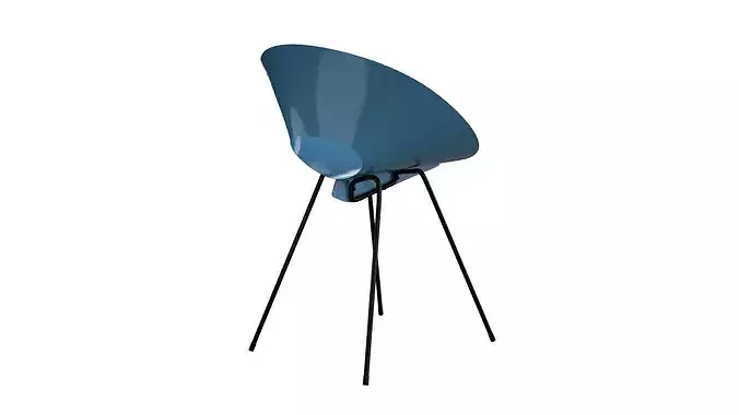 Light blue vintage metal chair Low-poly 3D model 4