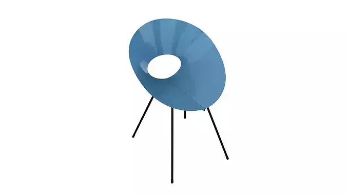 Light blue vintage metal chair Low-poly 3D model 5