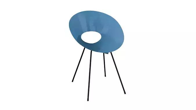 Light blue vintage metal chair Low-poly 3D model