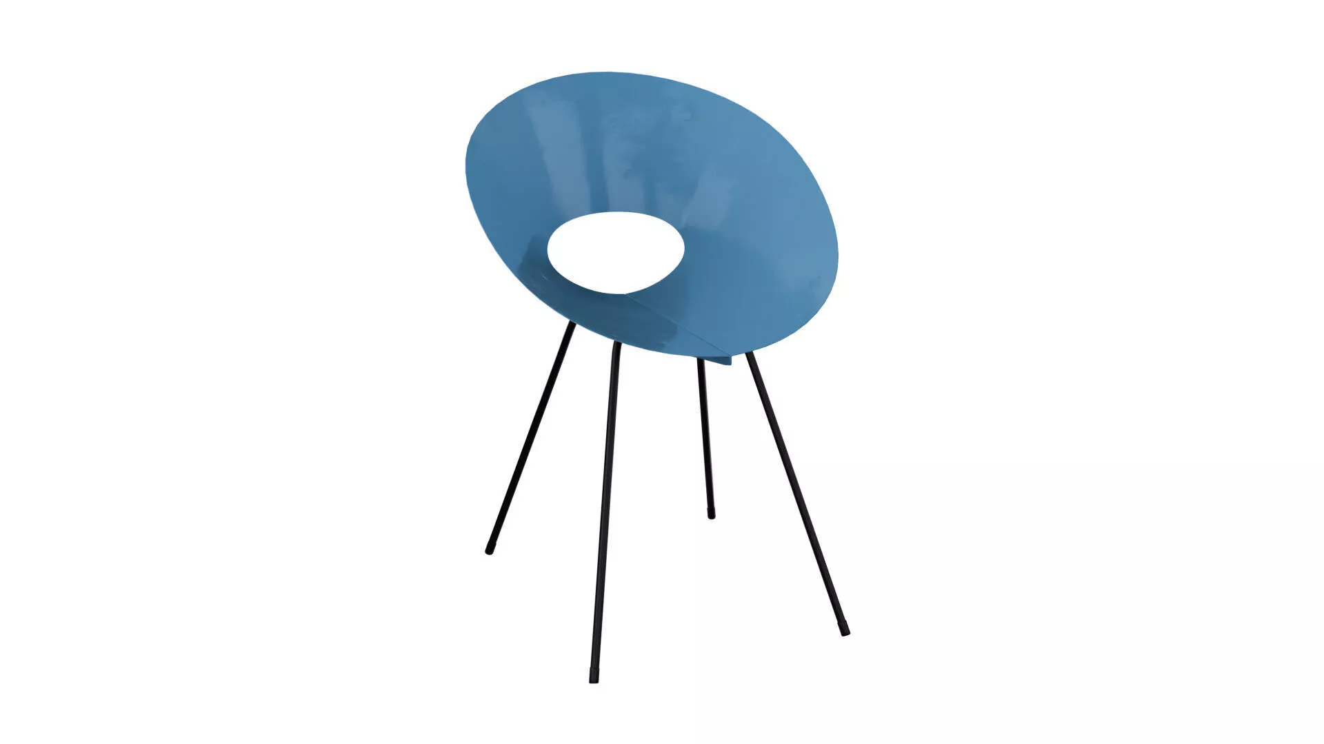 Light blue vintage metal chair Low-poly 3D model