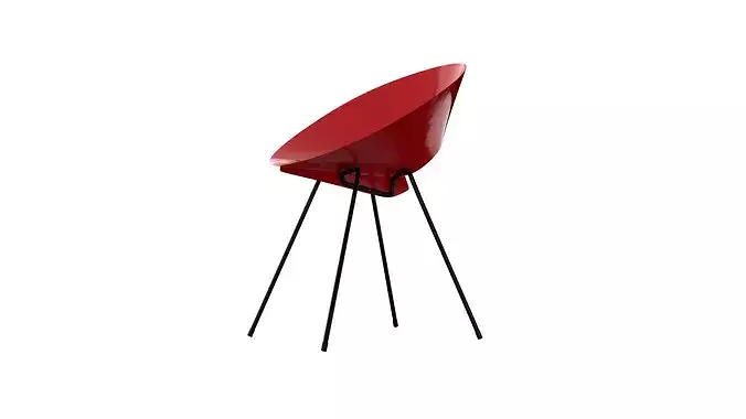Light red vintage metal chair Low-poly 3D model 2