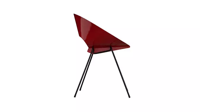 Light red vintage metal chair Low-poly 3D model 6