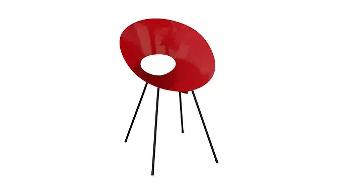 Light red vintage metal chair Low-poly 3D model