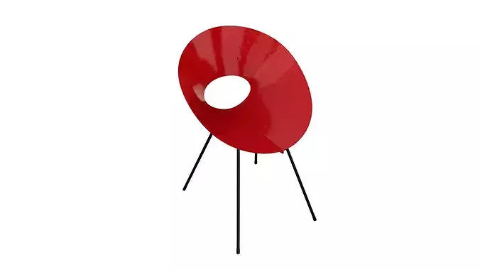 Light red vintage metal chair Low-poly 3D model 5