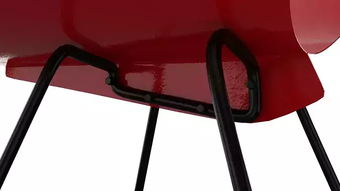 Light red vintage metal chair Low-poly 3D model 7