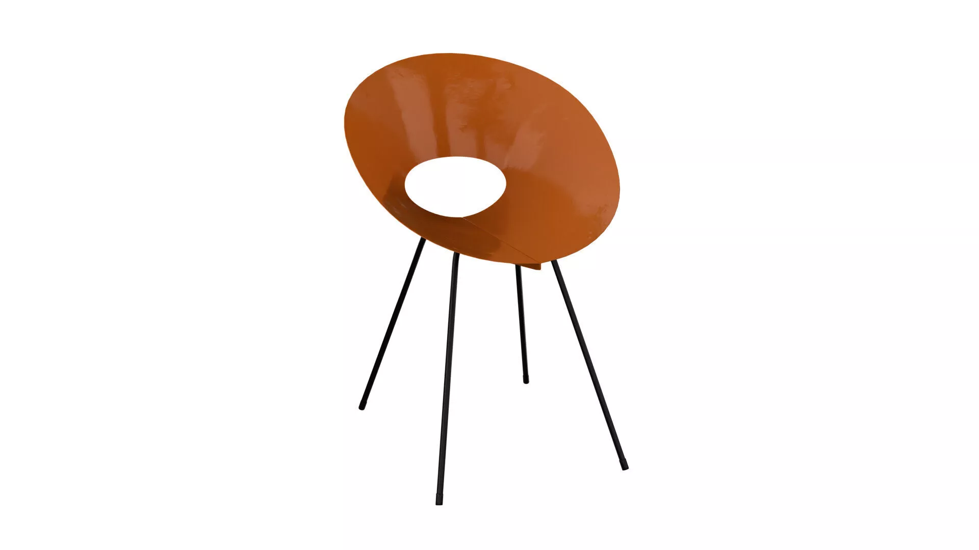 Brown vintage metal chair Low-poly 3D model