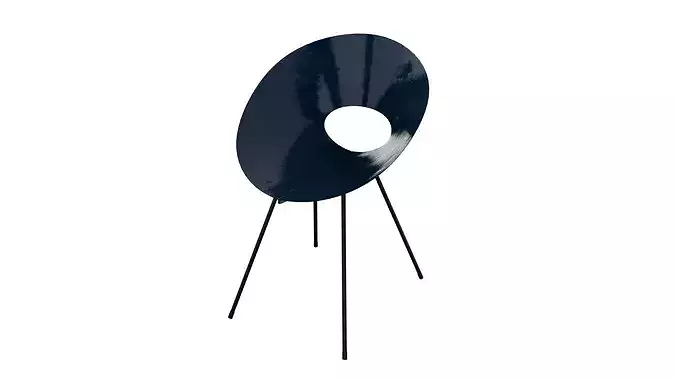 Blue vintage metal chair Low-poly 3D model 3