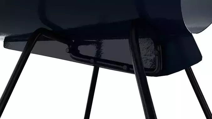 Blue vintage metal chair Low-poly 3D model 7