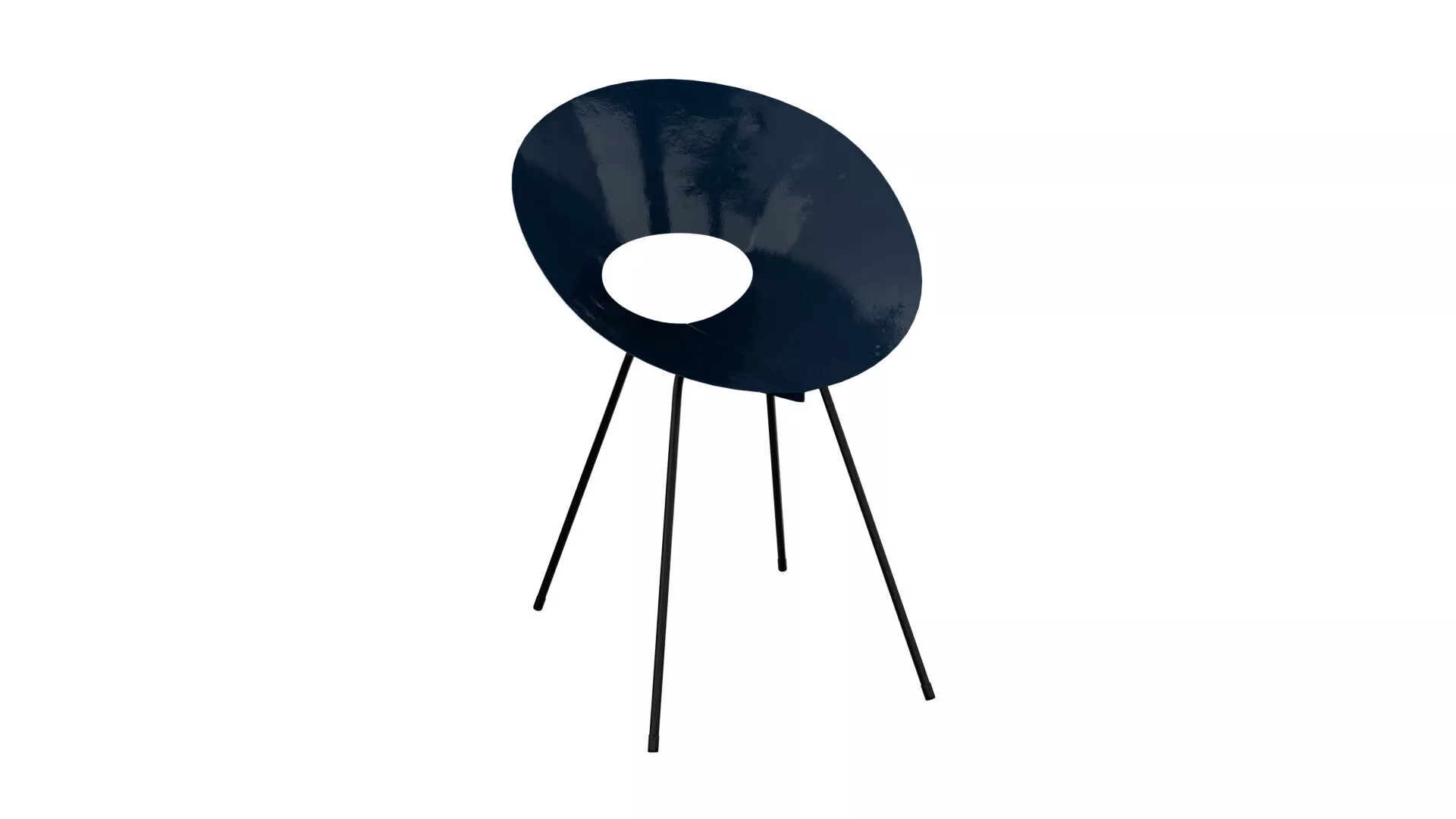 Blue vintage metal chair Low-poly 3D model