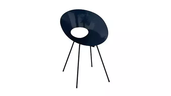 Blue vintage metal chair Low-poly 3D model