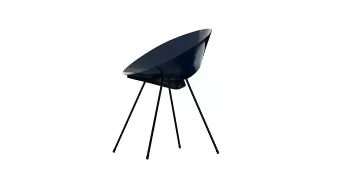 Blue vintage metal chair Low-poly 3D model 2