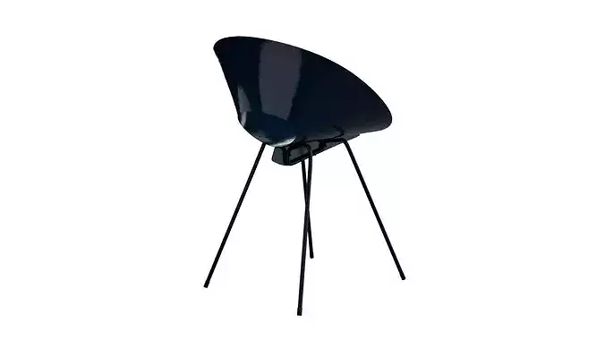 Blue vintage metal chair Low-poly 3D model 4
