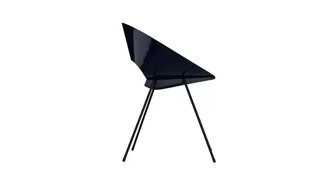 Blue vintage metal chair Low-poly 3D model 6
