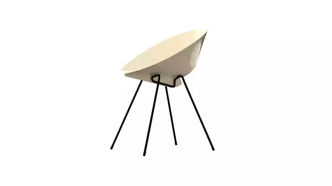 Beige vintage metal chair Low-poly 3D model 2