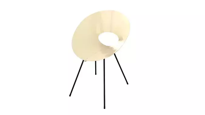 Beige vintage metal chair Low-poly 3D model 3