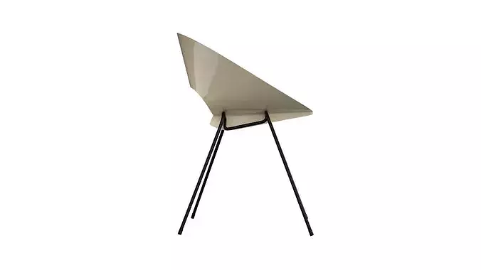 Beige vintage metal chair Low-poly 3D model 6