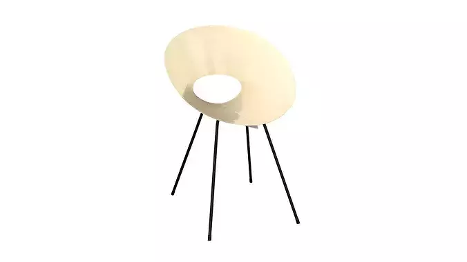 Beige vintage metal chair Low-poly 3D model