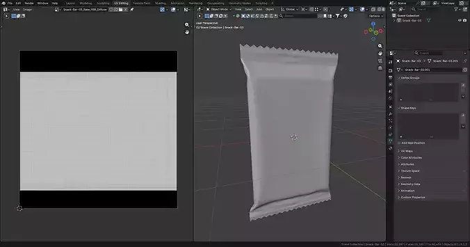 Snack Bar Foil Wrapper Mockup 03 3D model 5