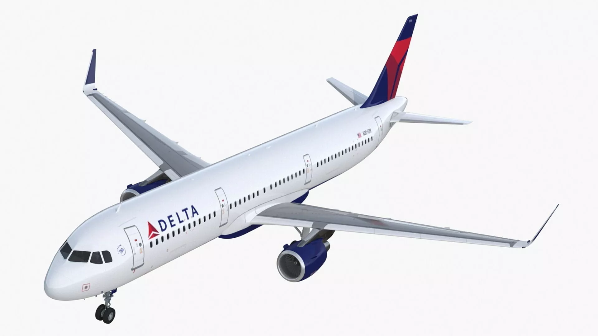 Delta Air Lines Airbus A321 with Cabin and Cockpit Rigged 3D model