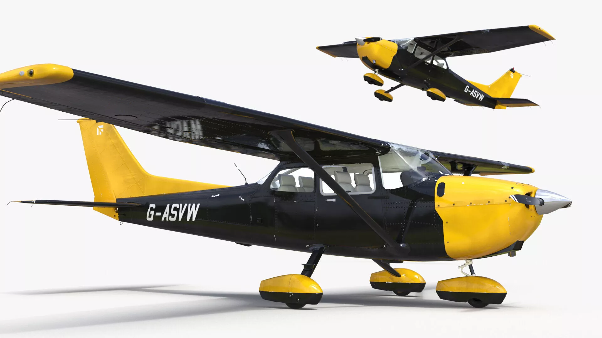 Private Airplane Cessna 172 Rigged 3D model