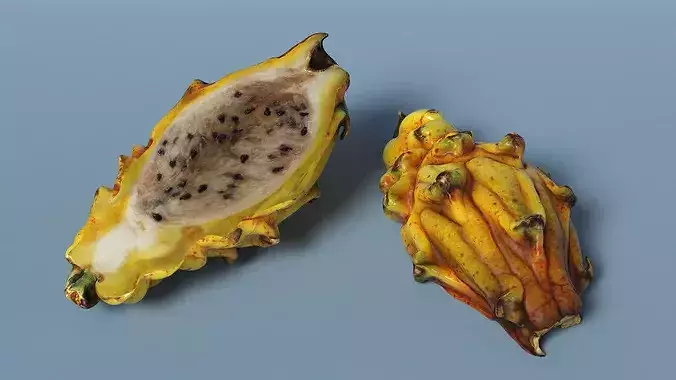 Yellow Dragon Fruit Half 3D model 4
