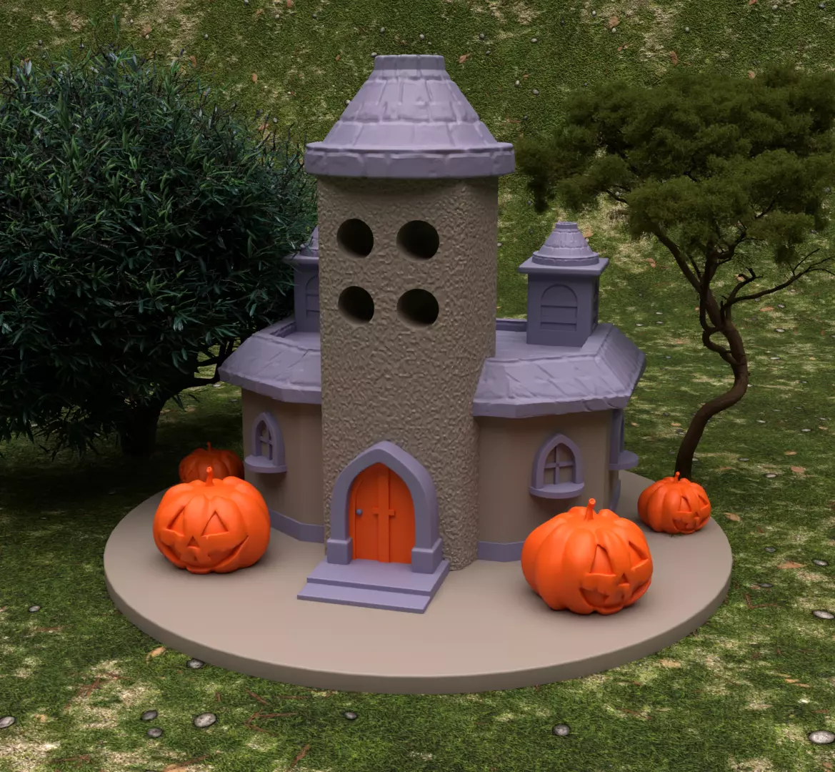 Halloween Haunted Villa Tabletop Decor 3D print model