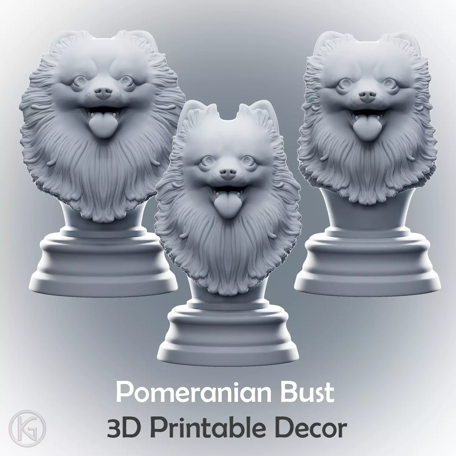 Pomeranian Dog Bust STL 3D print model