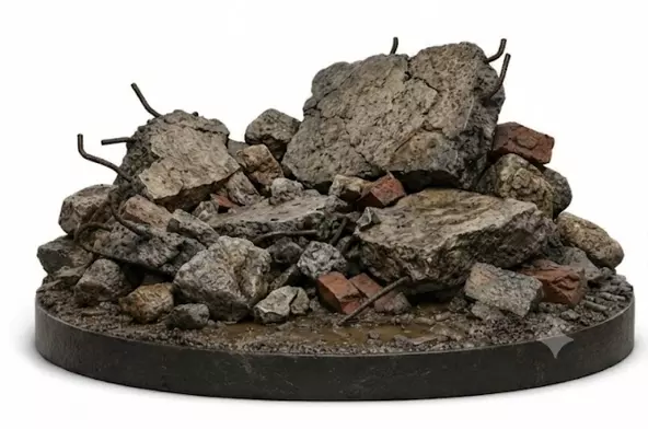 Post-Apocalyptic Rubble Diorama Base STL for Resin 3D Printing 3D print model