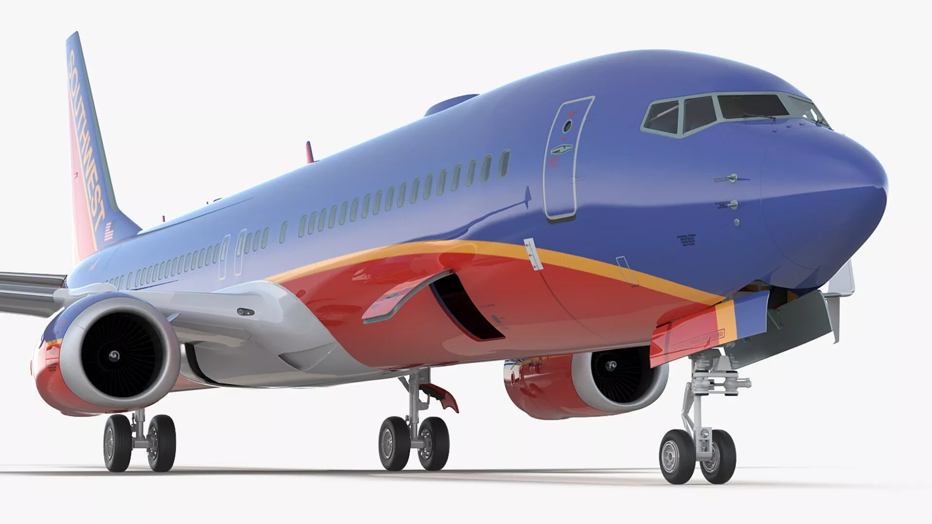 Southwest Airlines Boeing 737-900 with Cabin and Doors Rigged 3D model