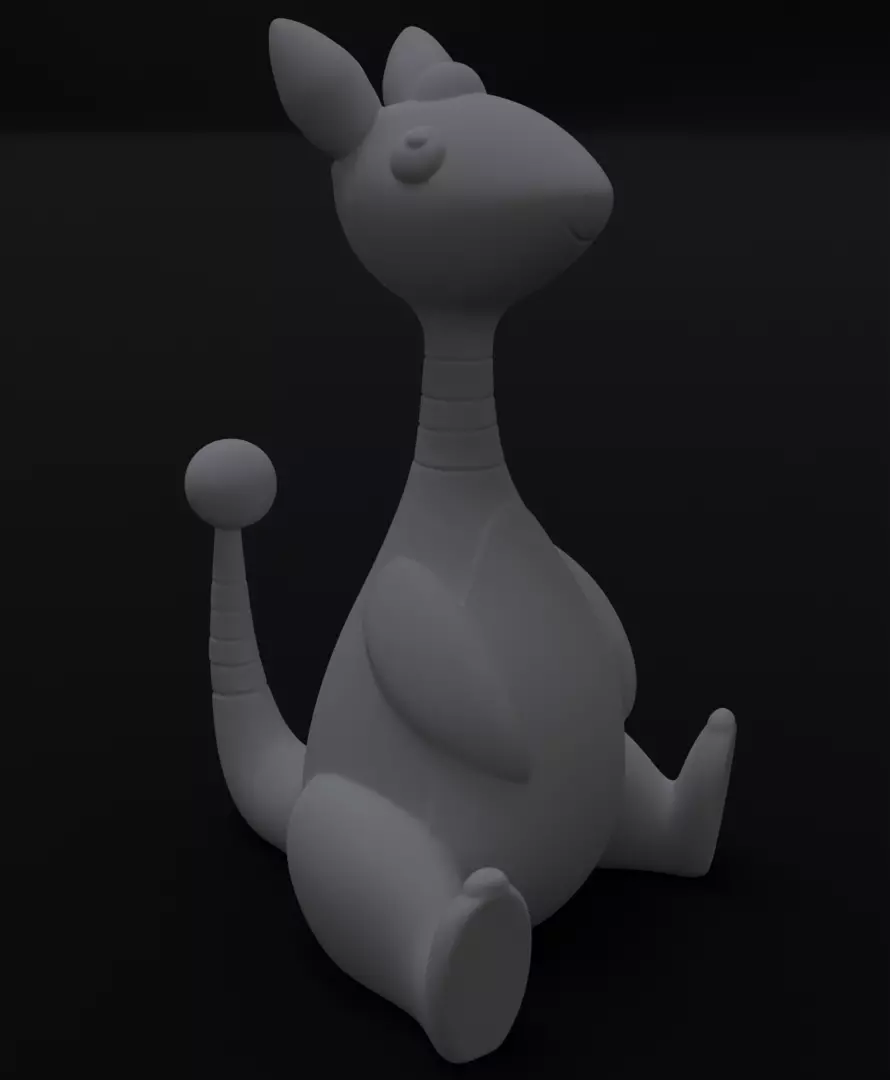 Stylized Fantasy Kangaroo Figurine 3D model Print Geometric 3D print model