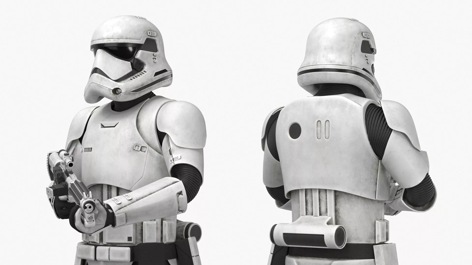 Star Wars Dirty Stormtrooper with Blaster Stand Pose 3D Print 3D print model