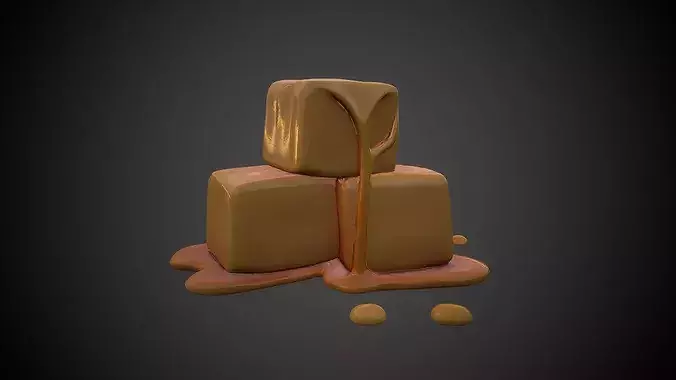 Stylized Caramel Cubes 3D Model Low-poly 3D model 4