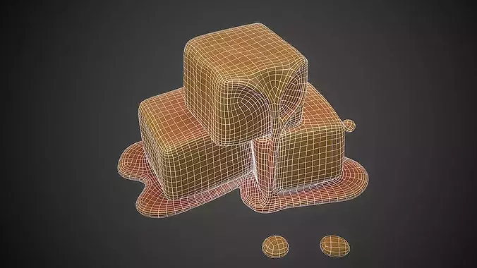 Stylized Caramel Cubes 3D Model Low-poly 3D model 5